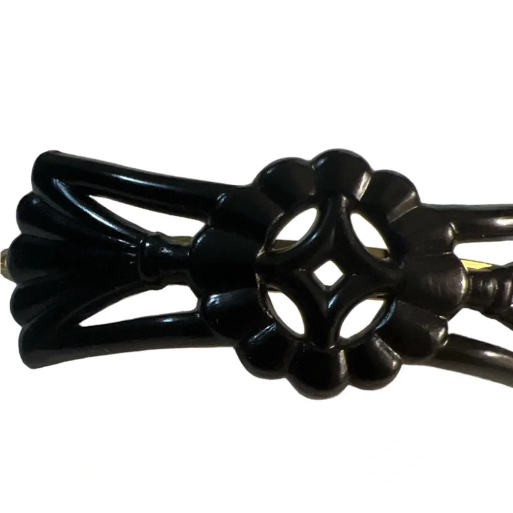 1960’s Vintage Black‎ French Hair Barrette, Curved French Hair Clip, Deadstock